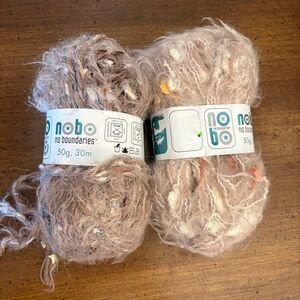 NoBo Yarn No Boundaries Lot 2 Skeins Dye Lot 524/315 Tan Purple Cream